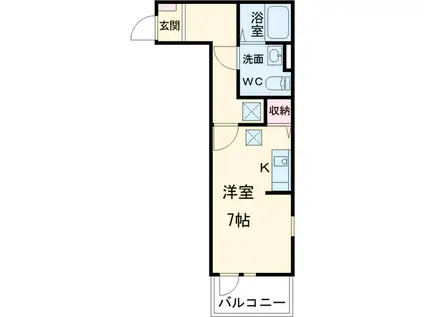 クレメント船橋(ワンルーム/1階)の間取り写真