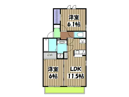 レジウム嵯峨(2LDK/1階)の間取り写真