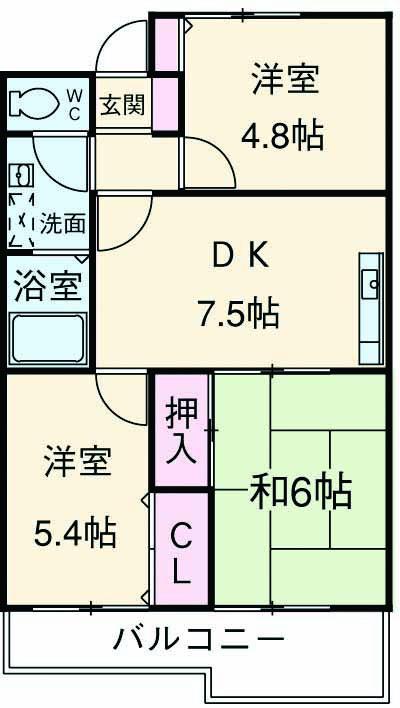 ソシア加茂(3DK/2階)の間取り写真