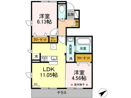 COLINAⅡ(2LDK/1階)の間取り写真