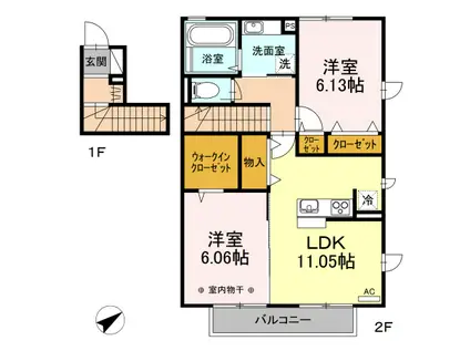COLINAⅡ(2LDK/2階)の間取り写真