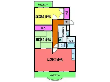 ベイリーフマンション(2LDK/1階)の間取り写真