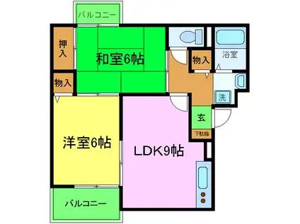 サンライズ加茂壱番館(2LDK/2階)の間取り写真