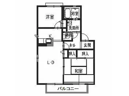 大町ガーデンライフ(2LDK/1階)の間取り写真