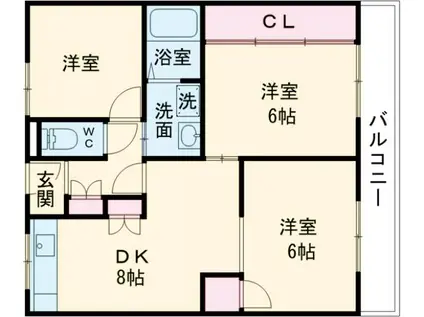 共立マンション小松里(3DK/5階)の間取り写真