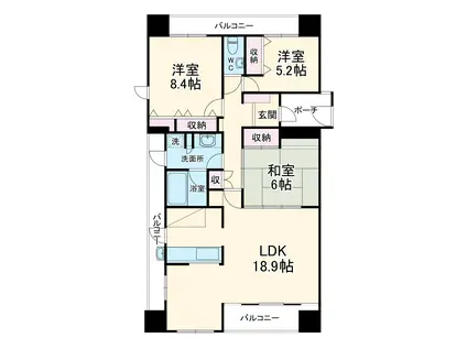 ル・シェモア上西(3LDK/7階)の間取り写真