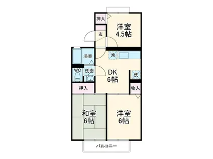 サンラインⅠ(3DK/2階)の間取り写真