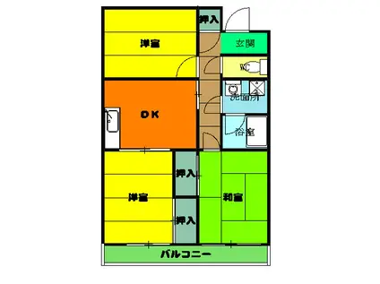 プレタメゾンF(3DK/3階)の間取り写真
