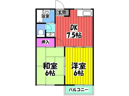 モアクレスト和気A棟(2DK/1階)の間取り写真