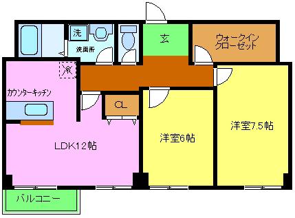 パインリーフ和泉(2LDK/5階)の間取り写真