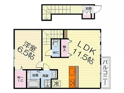 パルフェ和泉(1LDK/2階)の間取り写真