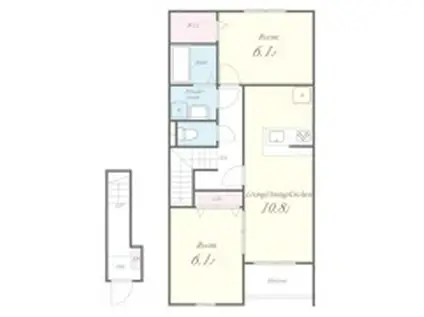 アルルⅡ番館(2LDK/2階)の間取り写真