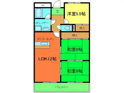 エンデバー高石(3LDK/3階)の間取り写真