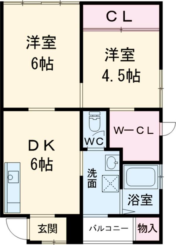 メゾン玉野(2DK/1階)の間取り写真