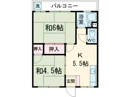 オリーブハイツ(2DK/3階)の間取り写真