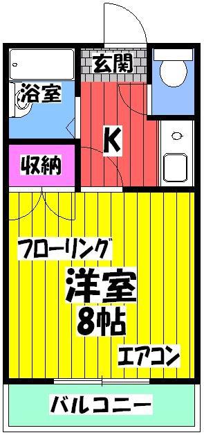 山小屋 三井ハイツ(1K/2階)の間取り写真