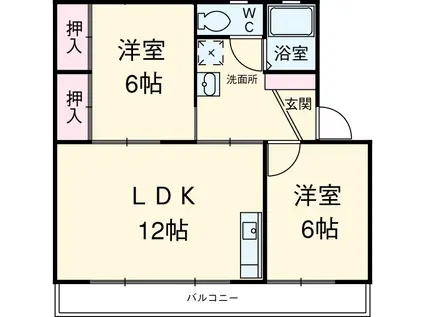 パークハイツ(2LDK/1階)の間取り写真