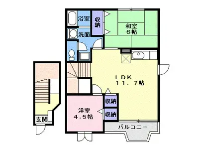 ウッディーランド(2LDK/2階)の間取り写真