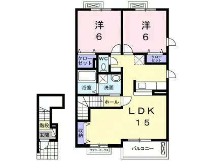 ササフラス Ⅱ(2LDK/2階)の間取り写真
