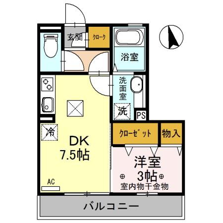 ハレアカラ(1DK/1階)の間取り写真
