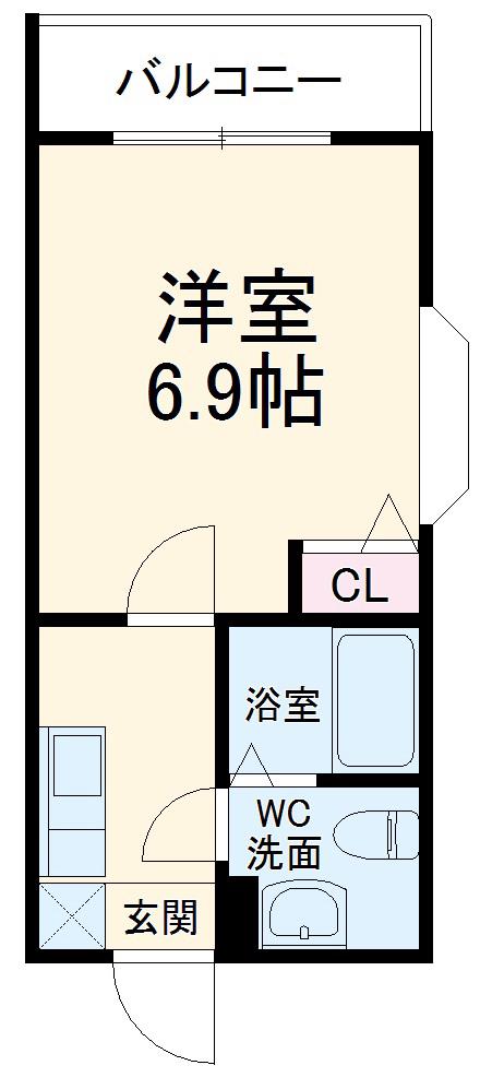 ピュア県庁弐番館(1K/4階)の間取り写真