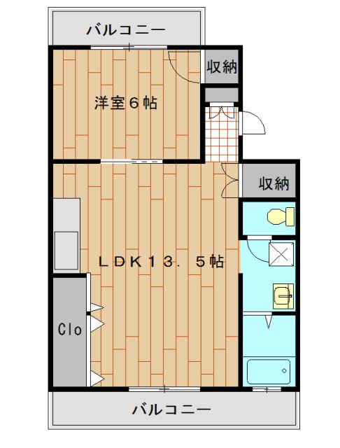 大六天マンション(1LDK/1階)の間取り写真