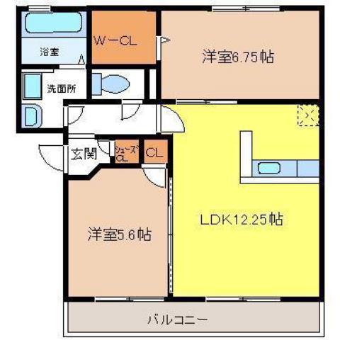 ベルドミール(2LDK/1階)の間取り写真