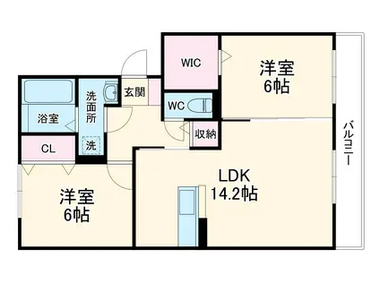 LUNA NUBE(2LDK/1階)の間取り写真