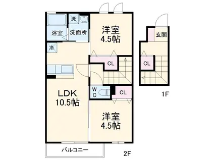 グランモア柳川(2LDK/2階)の間取り写真