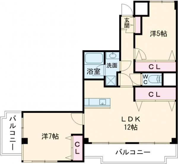 ハーヴェストマンション(2LDK/3階)の間取り写真