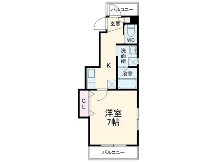 テゾーロ弐番館(1K/3階)の間取り写真