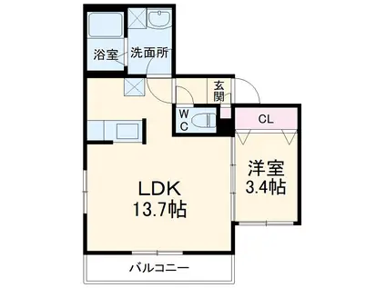 プラティーヌ松戸(1LDK/2階)の間取り写真