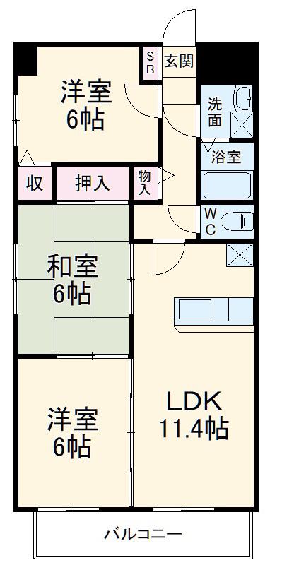 杉村ビル(3LDK/6階)の間取り写真