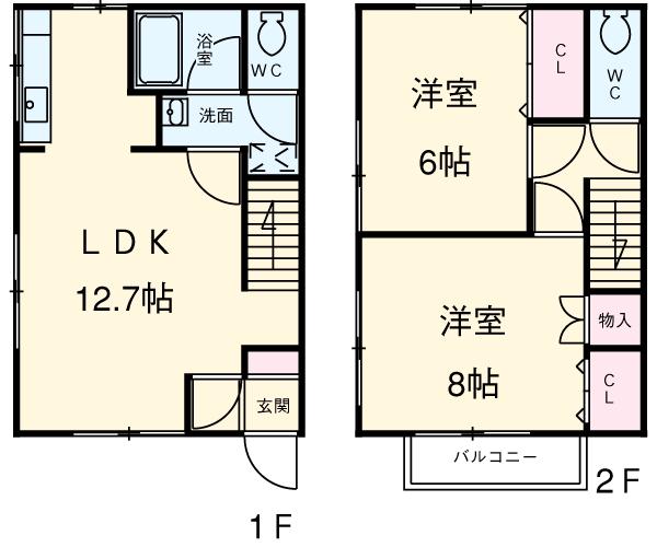 幸４丁目テラスハウス(2LDK)の間取り写真