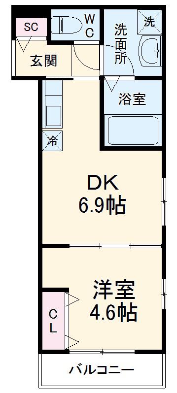 ADVANCE(1DK/1階)の間取り写真