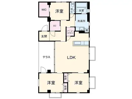 山手の棲み家(3LDK/3階)の間取り写真