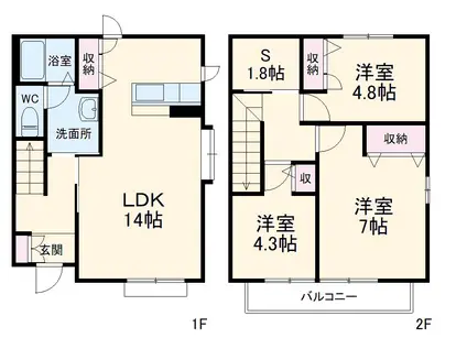 ドルフ桜丘Ⅱ(3LDK)の間取り写真