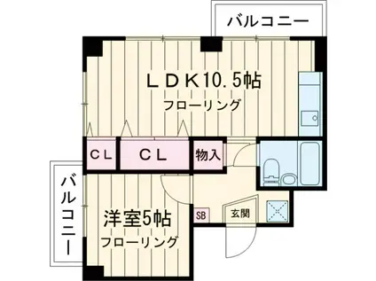 飛鳥ハイム(1LDK/3階)の間取り写真