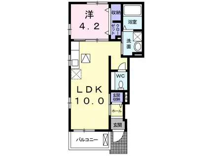 ヒュッゲ(1LDK/1階)の間取り写真