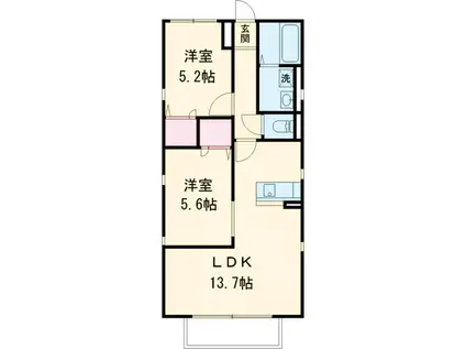 コートボナール1(2LDK/2階)の間取り写真