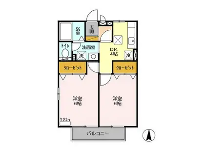 ラグラシューズ1(2K/1階)の間取り写真