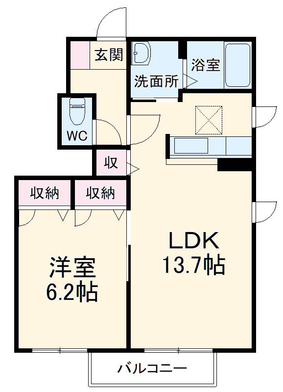 積水サザンウィンドA(1LDK/1階)の間取り写真