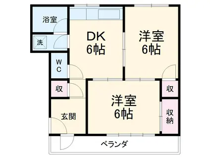 有玉ステーションハイツⅠ(2DK/2階)の間取り写真