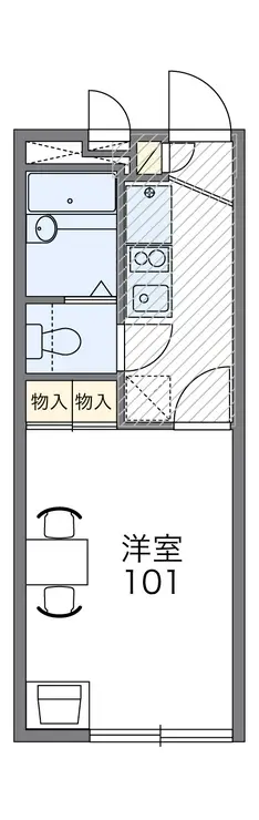 レオパレス三鷹深大寺 1階階 間取り