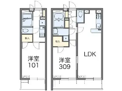 レオパレスソレアードⅡ(1K/2階)の間取り写真