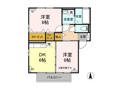 アルシオーネC(2DK/1階)の間取り写真