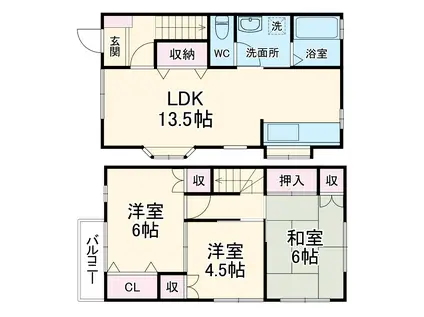 オカテックテラスハウス(3LDK)の間取り写真