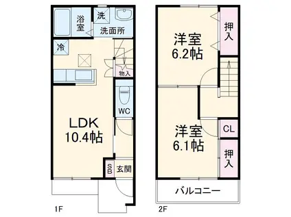 メゾネット　クオーレ(2LDK)の間取り写真