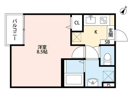 東武鉄道野田線 大和田駅(埼玉) 徒歩7分 3階建 築8年(1K/2階)の間取り写真