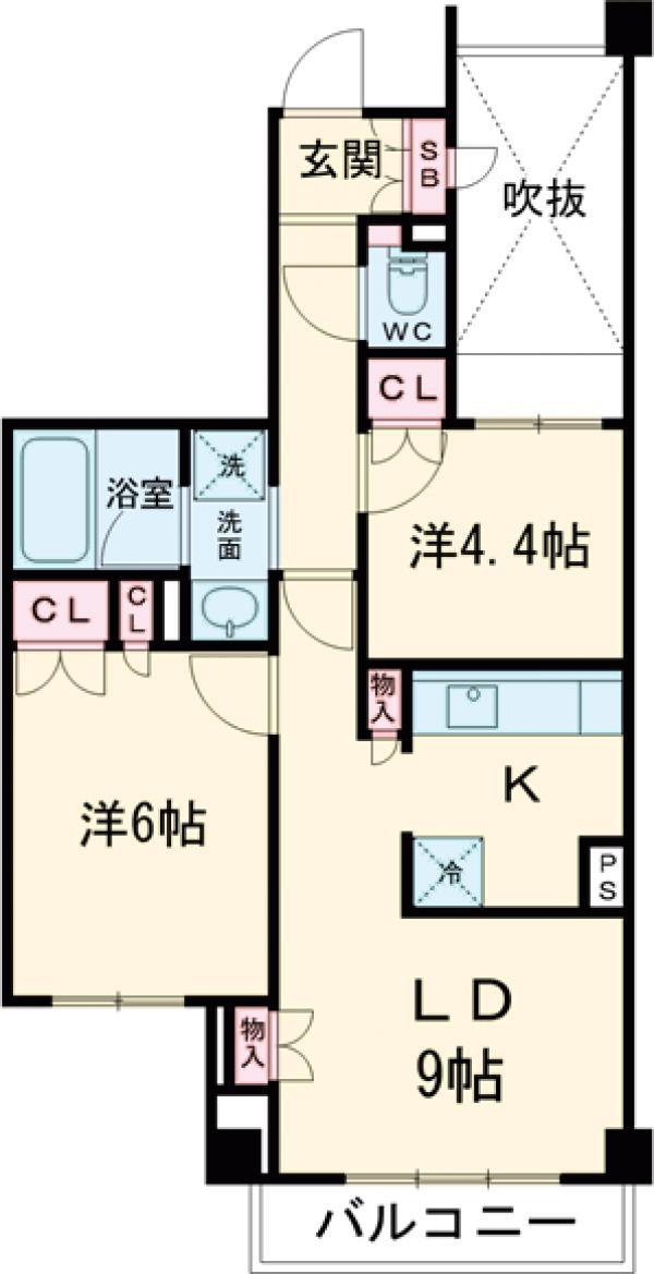 ピュアステージ千歳船橋(2LDK/3階)の間取り写真